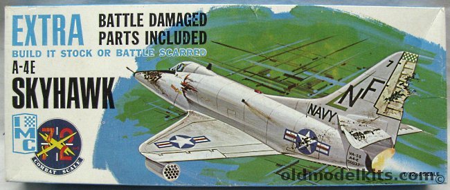 IMC 1/72 A-4E Skyhawk with Battle Damaged Parts - VA-55 Navy or VMA-332 Marines + Decals for VA-112 USS Ticonderoga and VMA-223, 485 plastic model kit